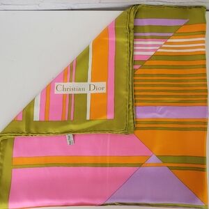 VTG DIOR Geometric Silk Twill Scarf